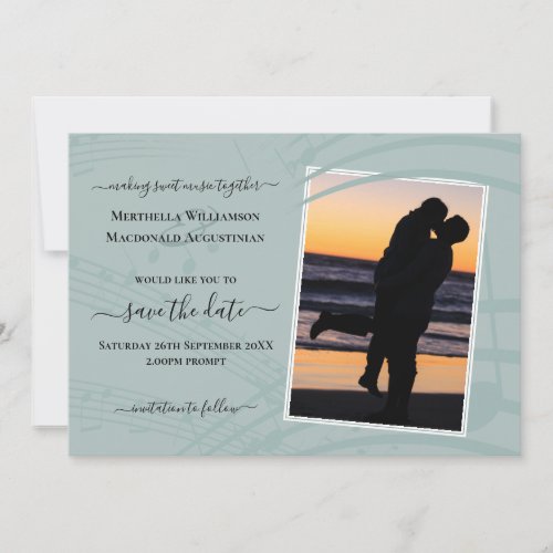 Sea Glass Music Notes Photo Wedding Save The Date