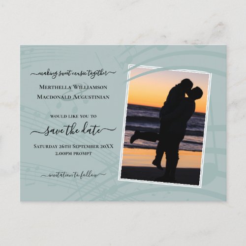 Sea Glass Music Notes Save The Date Postcard