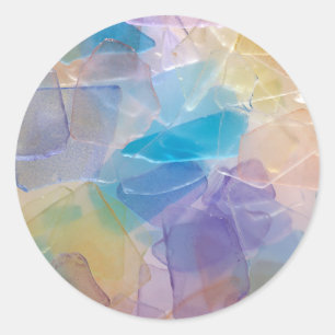Sea Glass Ocean Beach Wedding Classic Round Sticker