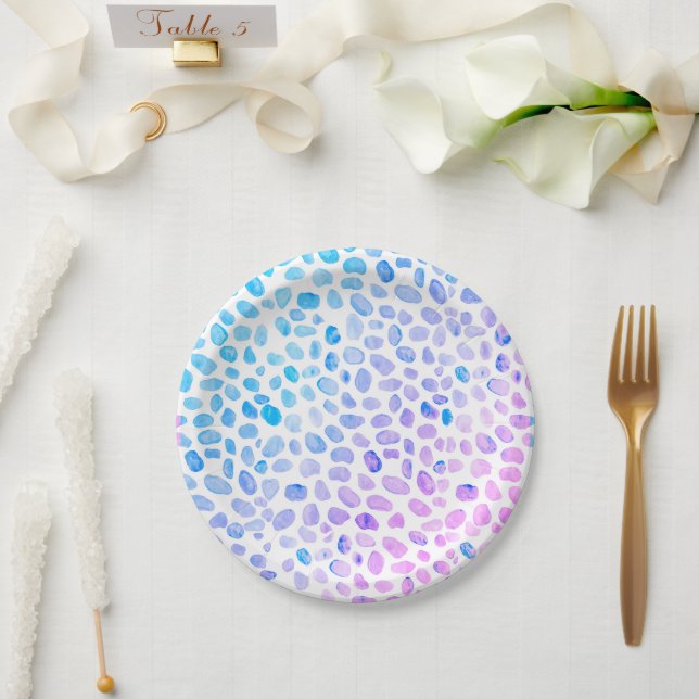 Sea Glass Painting Beach Mermaid Paper Plates (Wedding)