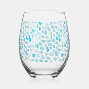 Sea Glass Painting Pattern Coastal Wine Glasses