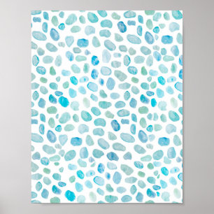 Sea glass Pebble Beach Decor Watercolor Painting