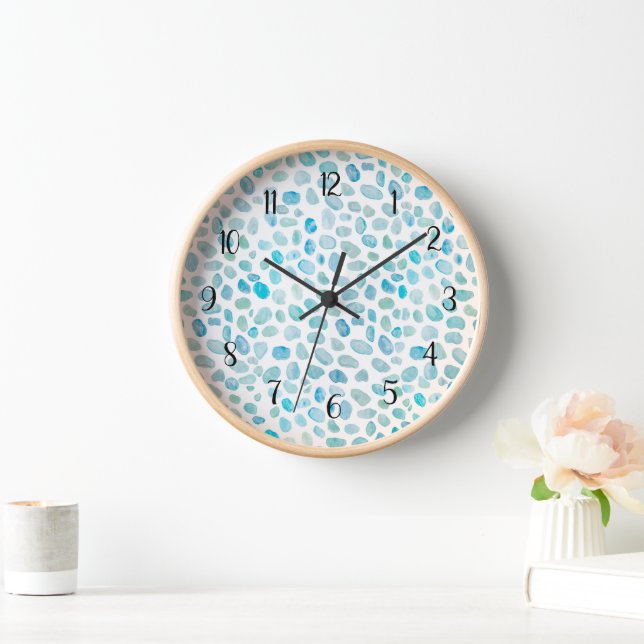 Sea Glass Pebble Painting Beach Texture Pattern Clock (Home)