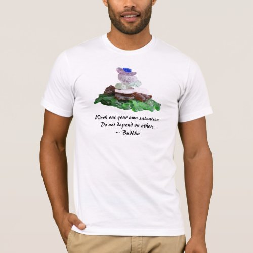 Sea Glass Pyramid With Buddha Quote T_Shirt