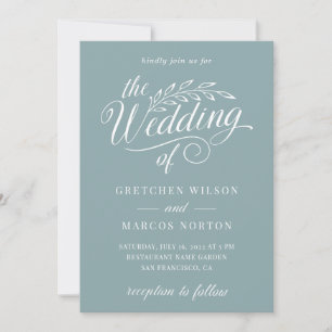 Sea Glass Sage Elegant Calligraphy Beach Wedding Invitation