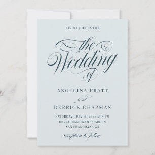 Sea Glass Sage Elegant Calligraphy Beach Wedding Invitation