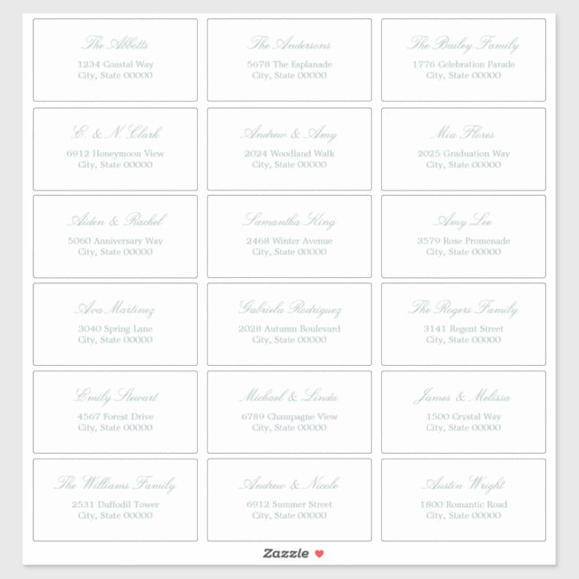 Sea Glass Script 18 Guest Address Labels (Sheet)