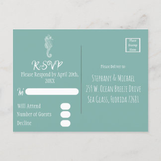 Sea Glass Seahorse Beach RSVP Postcard