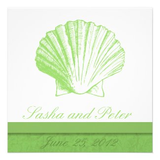 Sea Glass Shell Beach Wedding Invitations