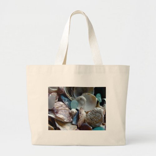 Sea Glass Shell Collected Large Tote Bag