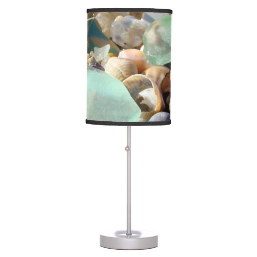 SEA Glass Shells Table Lamps Blue Green Lamp (Front)