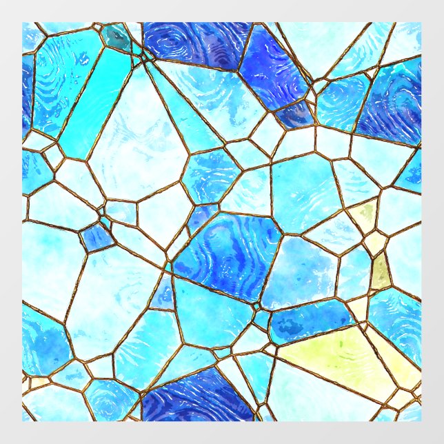 Sea Glass Stained Glass Bathroom Floor Decals (Front)
