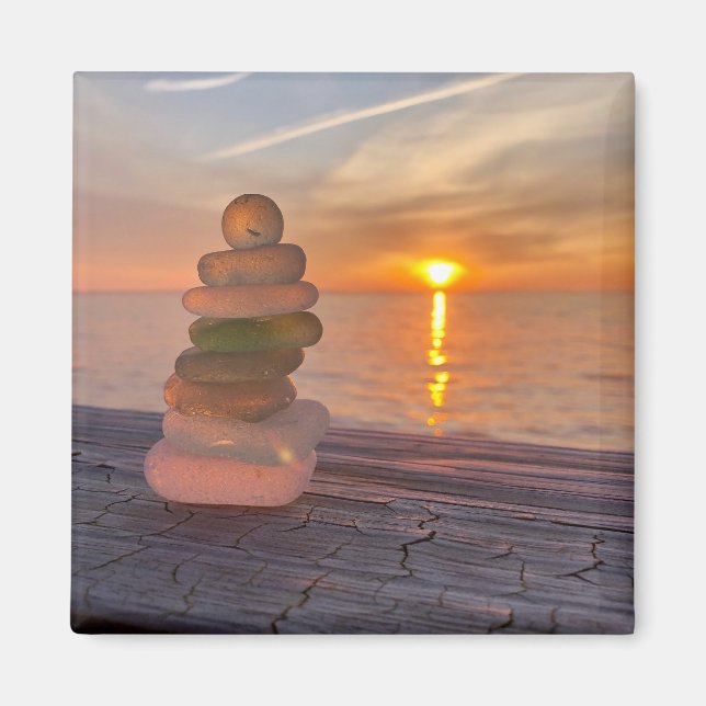 Sea Glass Sunset Magnet (Front)
