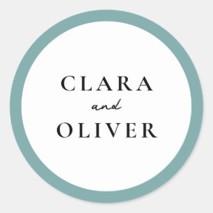 Sea Glass Teal Cinque Terre Wedding Envelope Classic Round Sticker