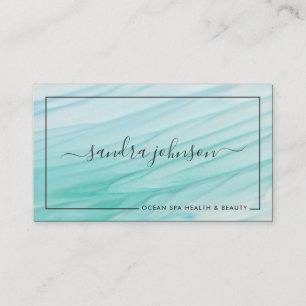 Sea Glass Tides   Ocean Blue Watercolor Business Card