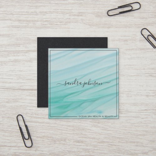 Sea Glass Tides  Ocean Blue Watercolor Business Square Business Card