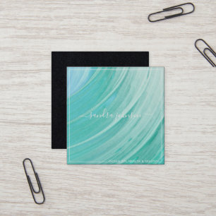 Sea Glass Tides Ocean Blue Watercolor Business Square Business Card