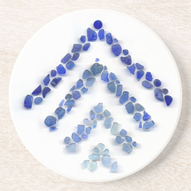 Sea glass - Treeometric - blue Coaster (Front)