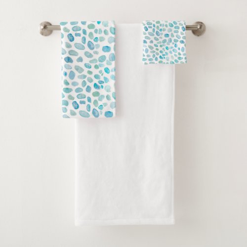 Sea Glass Turquoise Pattern Beach Bath Towel Set