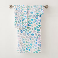 Sea Glass Turquoise Pattern Beach Bath Towel Set