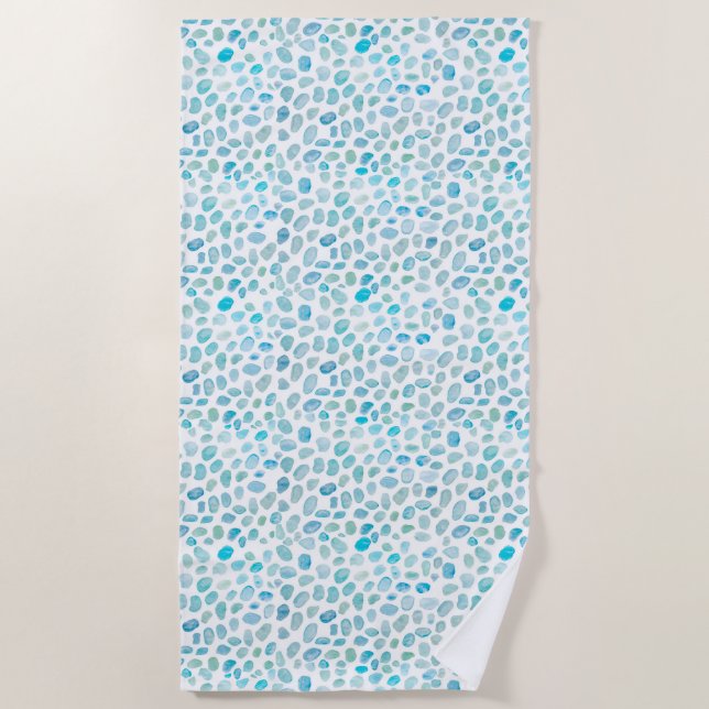 Sea Glass Turquoise Pattern  Beach Towel (Front)