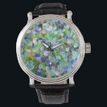 Sea Glass Watch<br><div class="desc">Sea glass, or beach glass as it's sometimes known, makes so many wonderful products. This watch would be ideal for any lover the beach and ocean. Watch for some of our other glass on watches as well. There is blue, green, red, aqua, yellow, purple, all mixed or separately. Have fun...</div>