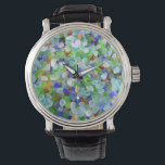 Sea Glass Watch<br><div class="desc">Sea glass, or beach glass as it's sometimes known, makes so many wonderful products. This watch would be ideal for any lover the beach and ocean. Watch for some of our other glass on watches as well. There is blue, green, red, aqua, yellow, purple, all mixed or separately. Have fun...</div>