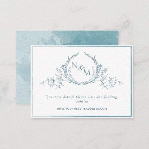Sea Glass Watercolor Monogram Wedding Website Enclosure Card
