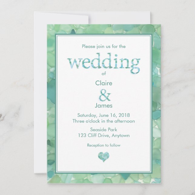 Sea Glass Wedding Invitation (Front)