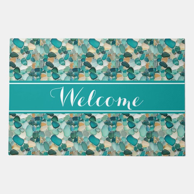 Sea Glass Welcome Home Doormat (Front)