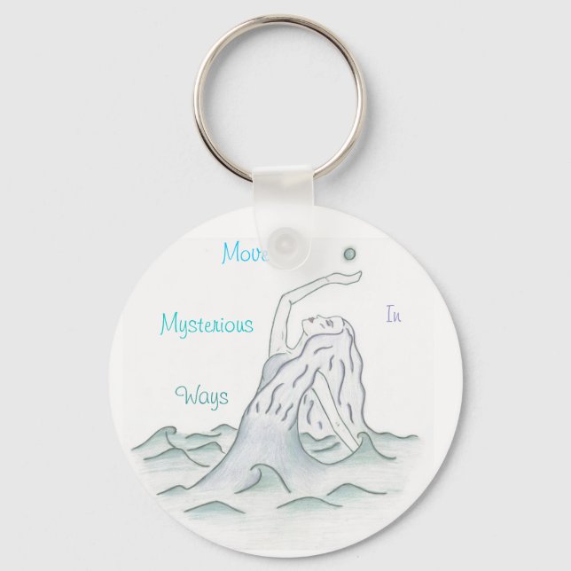 Sea Goddess Holding Moon, Waves Keychain (Front)