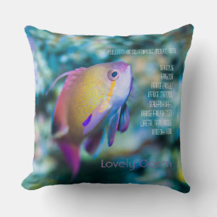 Sea goldie, colorful cute fish throw pillow