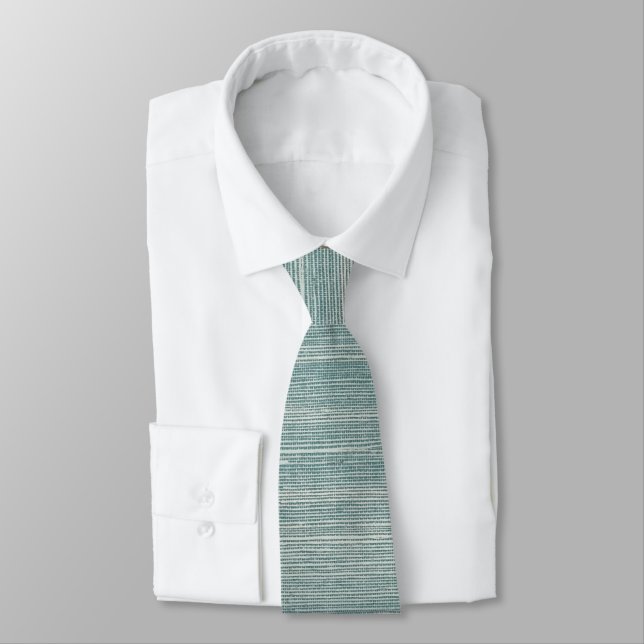 Sea Grass Pattern Coastal Turquoise Pebble Neck Tie (Tied)