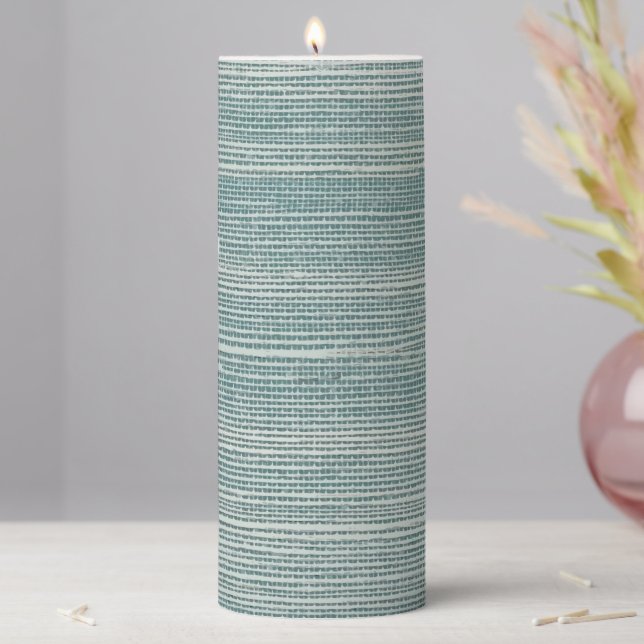 Sea Grass Rustic Beach Design Pillar Candle (In Situ)