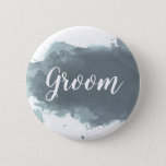 Sea-gray Watercolor - Groom Custom Text Button at Zazzle