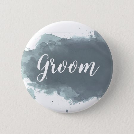 Sea-gray Watercolor - Groom Custom Text Button