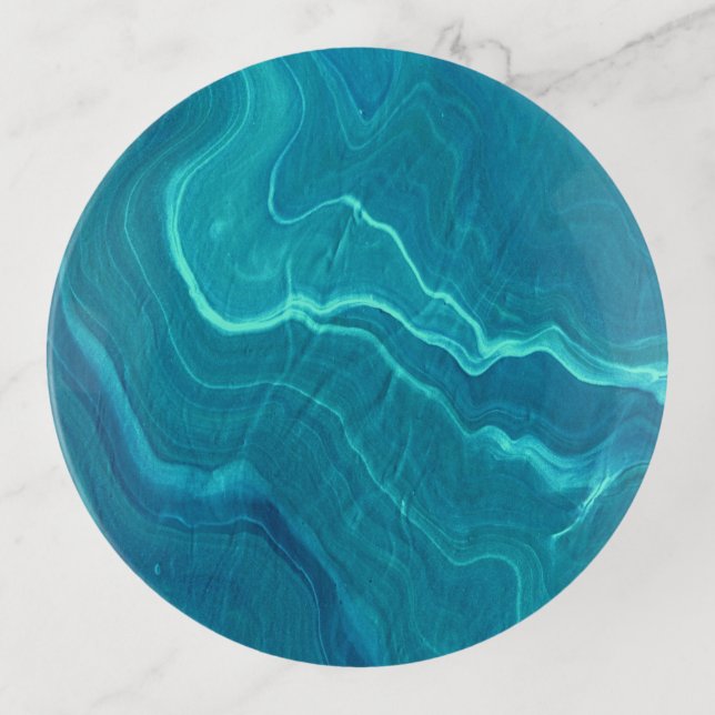 Sea Green Agate Marble Abstraction    Trinket Tray (Front)
