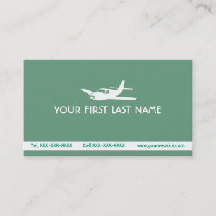 Sea green airplane symbol business cards