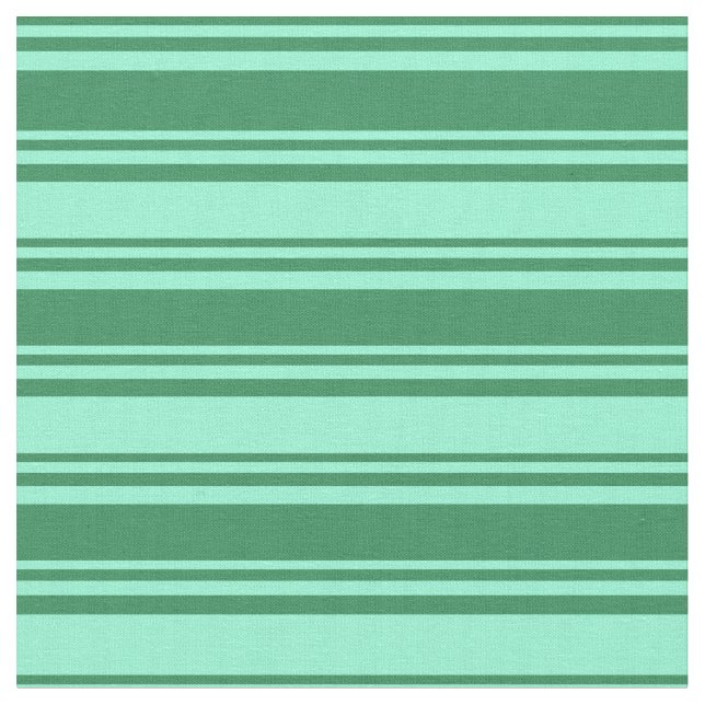 Sea Green and Aquamarine Lines Pattern Fabric (Close Up)