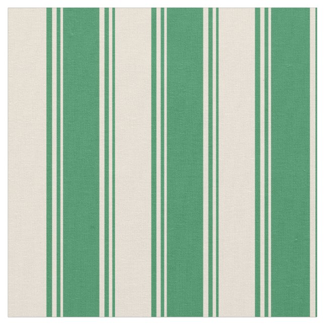 Sea Green and Bisque Colored Stripes Fabric (Close Up)
