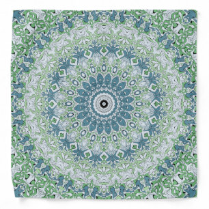 Sea Green and Blue Coastal Mandala Pattern Bandana