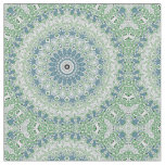 Sea Green and Blue Coastal Mandala Pattern Fabric