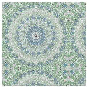 Sea Green and Blue Coastal Mandala Pattern Fabric