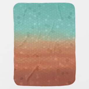 Sea green and burnt orange trendy abstract mosaic baby blanket