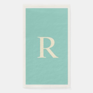 Sea Green and Cream Monogrammed Paper Guest Paper  Paper Guest Towels