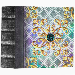 Sea Green and Lavender Bejeweled Ancient Tome 3 Ring Binder
