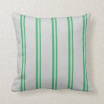 [ Thumbnail: Sea Green and Light Grey Colored Stripes Pattern Throw Pillow ]