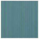 [ Thumbnail: Sea Green and Midnight Blue Lined Pattern Fabric ]