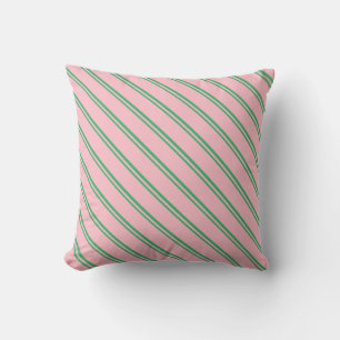 Sea Green and Pink Lines Throw Pillow