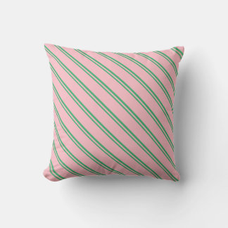 Sea Green and Pink Lines Throw Pillow